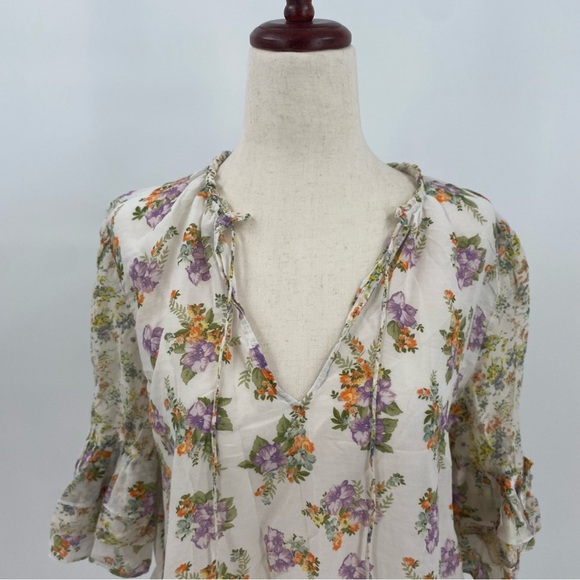 Alice + Olivia Julius Floral Silk Blend Blouse Medium - Picture 8 of 8